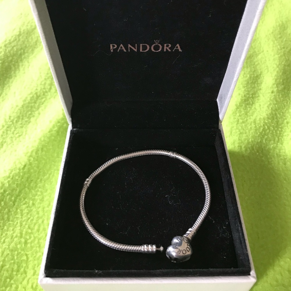 Pandora Bracelet - Silver with Heart Clasp